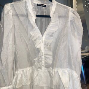 Karl Lagerfeld White Ruffled Blouse